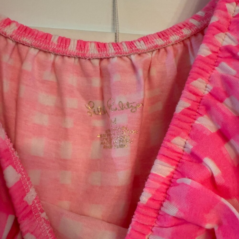 Lilly Pulitzer Pink Gingham Off-Shoulder Ruffle Top - Picture 3 of 4